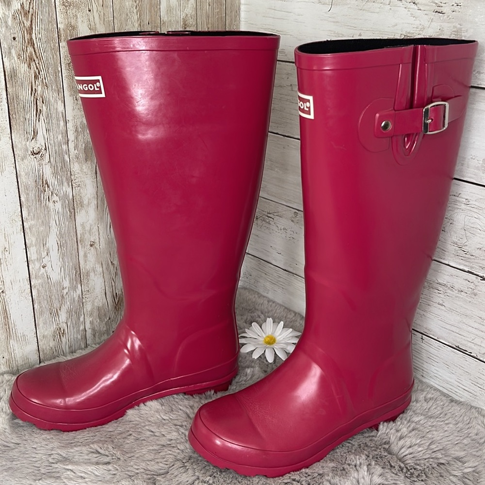 Pink Tall Wellington Boots, Wide Leg, EU 36